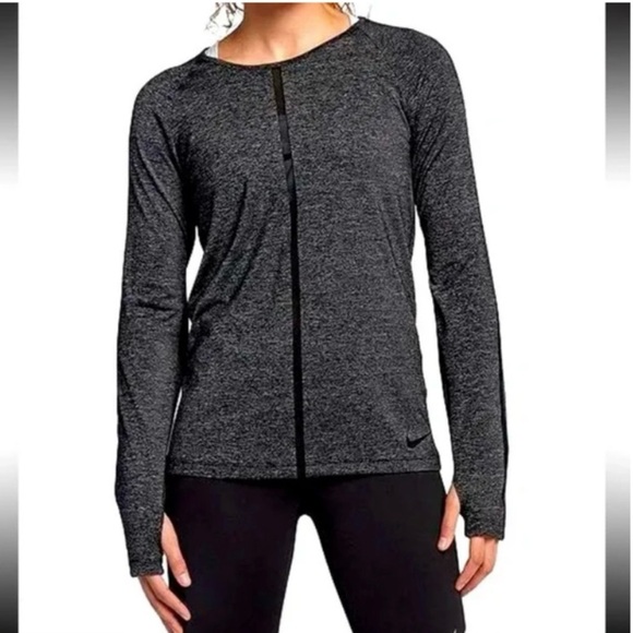 Nike  Pro Hypercool Gray Crew Neck Long Sleeve Mesh Top  size XL - Picture 1 of 12